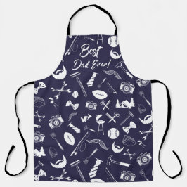 Navy Beste Papa Ooit All-Over Print Schort