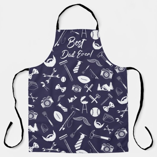 Navy Beste Papa Ooit All-Over Print Schort (Voorkant)