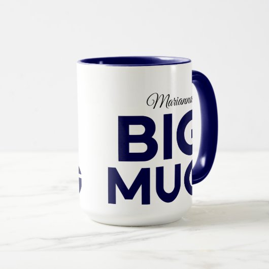 Navy Big Mug | Huge Mug | Script Custom Name (Devant droit)