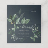 Navy Black Green Leafy Tropical Foliage Wedding (Buitenkant ongevouwen)
