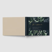Navy Black Green Leafy Tropical Foliage Wedding Gastenboek (Volledig)
