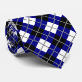 Navy, Black, White en Grey Argyle Print Necktie Stropdas (Opgerold)