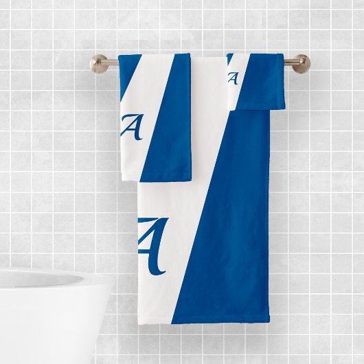 Navy blanc moderne élégant chic audacieux monogram