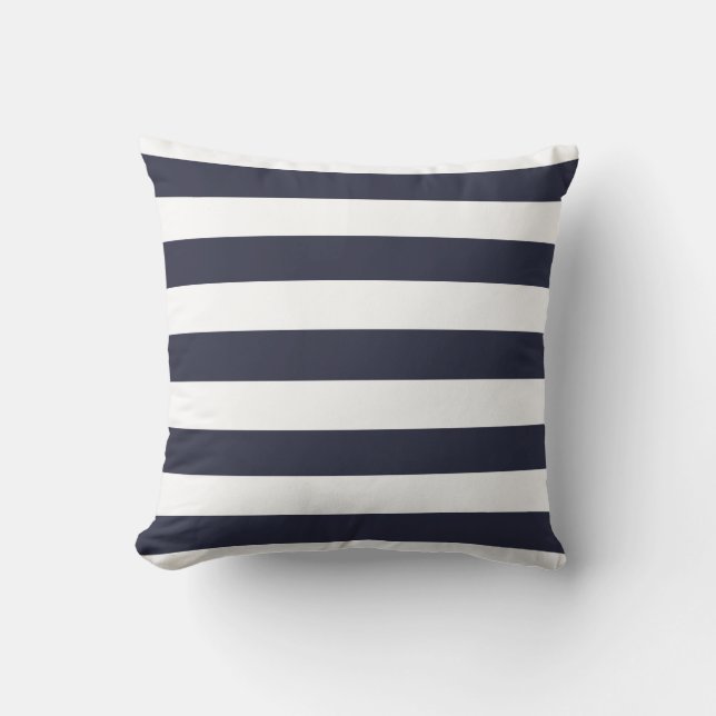Navy Blau Gestreepte Kussen (Voorkant)
