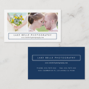 Navy Blau Minimalistische Twee-Foto Lay-out Modern Visitekaartje