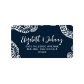 Navy Blauw Achtpotige Retouradreslabels Etiket (Voorkant)