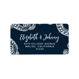 Navy Blauw Achtpotige Retouradreslabels Etiket