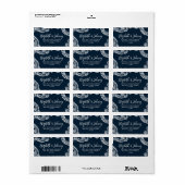 Navy Blauw Achtpotige Retouradreslabels Etiket (Full Sheet)