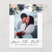 Navy Blauw Blush Roze Rood String verlichting Foto Aankondigingskaart (Voorkant)