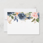 Navy Blauw Blush Roze Rose Boho Bedankkaart (Achterkant)