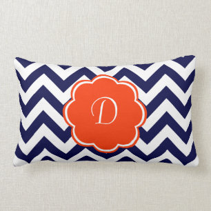 Navy-blauw Chevron Monogram Kussen