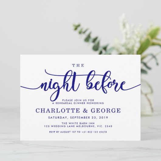 Navy blauw de nacht voor uitnodiging (Staand voorkant)