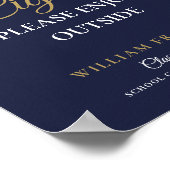 Navy blauw en goud afstuderen partij sigaren teken poster (Hoek)