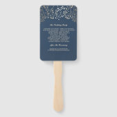 Navy blauw en goud | Baby's Breath bruiloft progra Handwaaier (Achterkant)