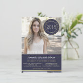 Navy blauw en goud | Fotoafstudeerfeest Kaart (Staand voorkant)