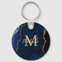 Navy Blauw en Goud Marmer Agaat