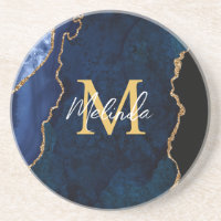 Navy Blauw en Goud Marmer Agaat