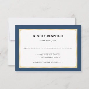 Navy blauw en goud   RSVP Kaartje