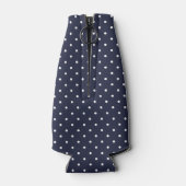 Navy Blauw en Groen Polka Dots Monogram Flesjeskoeler (Achterkant)