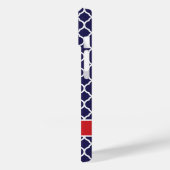 Navy Blauw en Rood Quatrefoil Monogram Case-Mate iPhone Case (Achterkant / Links)