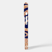 Navy blauw en Roos gouden glitter Zebra Monogram Case-Mate iPhone Case (Achterkant / Links)