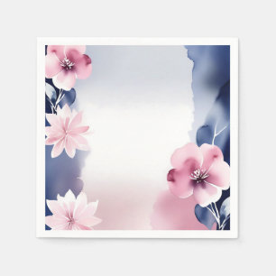 Navy Blauw en Roze Bloemen Servet