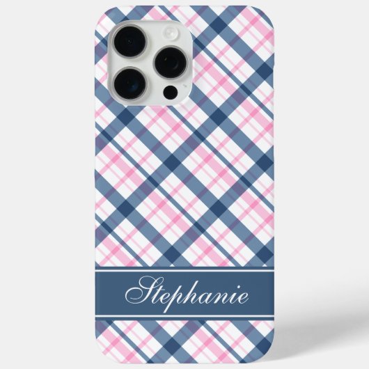 Navy blauw en roze geplakt patroon Case-Mate iPhone case (Achterkant)