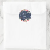 Navy Blauw en roze pioen Bruiloft Sticker (Tas)