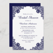 Navy Blauw en Wit Bloemen Vrijgezellenfeest Kaart (Voorkant / Achterkant)