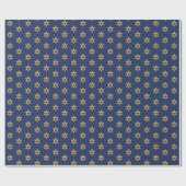 Navy blauw en wit Chanoeka Golden David Star Cadeaupapier (Vlak)