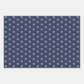 Navy blauw en wit Chanoeka Golden David Star Inpakpapier Vel (Voorkant 3)