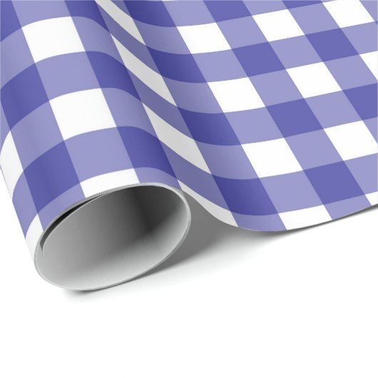 Navy blauw en wit geruite patroon inpakpapier (Rol Hoek)