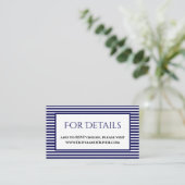 Navy blauw en wit gestreepte details behuizing Kaa Informatiekaartje (Staand voorkant)