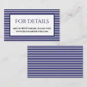 Navy blauw en wit gestreepte details behuizing Kaa Informatiekaartje (Voorkant / Achterkant)