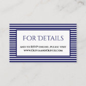 Navy blauw en wit gestreepte details behuizing Kaa Informatiekaartje (Voorkant)