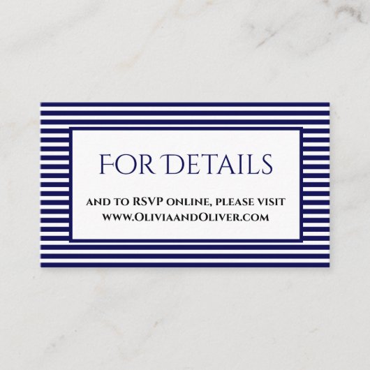 Navy blauw en wit gestreepte details behuizing Kaa Informatiekaartje (Voorkant)