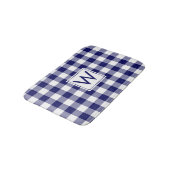 Navy Blauw en Wit Gingham Patroon met Monogram Badmat (Gekanteld)
