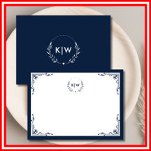 Navy Blauw en Wit | Modern Initialen Monogram