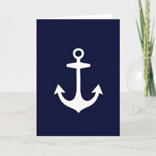 Navy Blauw en Wit Nautisch Geïnspireerd Kaart