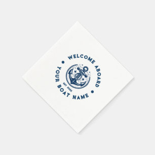 Navy blauw en wit  nautische boot anker 2 servet