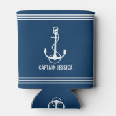 Navy Blauw en Wit  Nautische Boot Anker Blikjeskoeler (Achterkant)