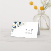 Navy blauw en wit rozen bruiloft gevouwen (Achterkant)