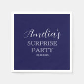 Navy Blauw en Wit Verrassing Verjaardagsfeest Servet (Voorkant)
