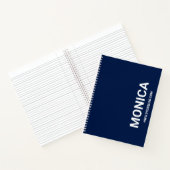 Navy blauw en wit vet gepersonaliseerd notitieboek (Binnen)