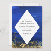 Navy Blauw en Wit Waterverf Wash Bruiloft Kaart (Voorkant)