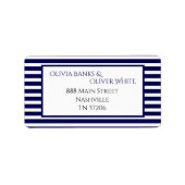 Navy Blauw en Witte Strepen - Adreslabel Etiket (Voorkant)