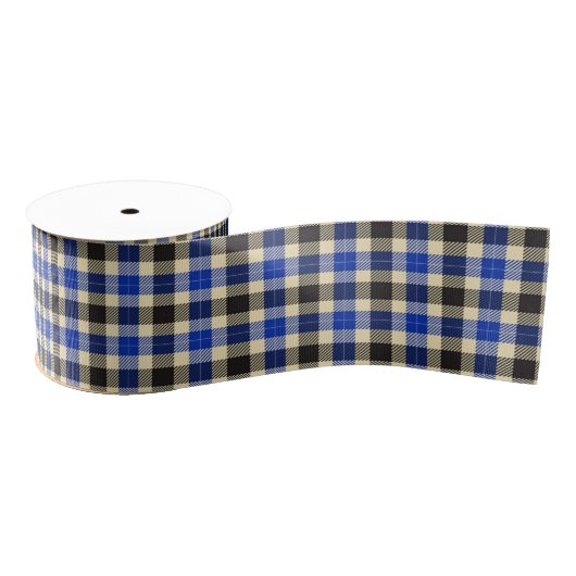 Navy Blauw en Zwart Tartan Plaid Lint (Spoel)