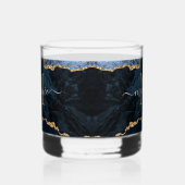 Navy Blauw Glitter Marmer Custom Letter Naam Whisky Glas (Links)