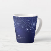 Navy blauw glitter naam script latte mok (Rechterhoek)