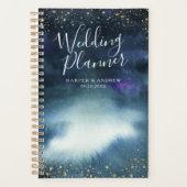 Navy Blauw Goud Aangepaste Bruiloft Planner (Voorkant)